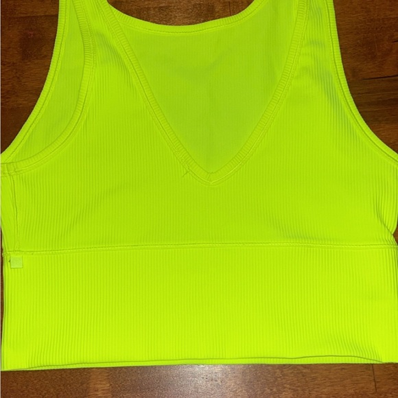 Lululemon Power Pivot Ribbed Tank Top Neon Yellow #V00 - Picture 4 of 6